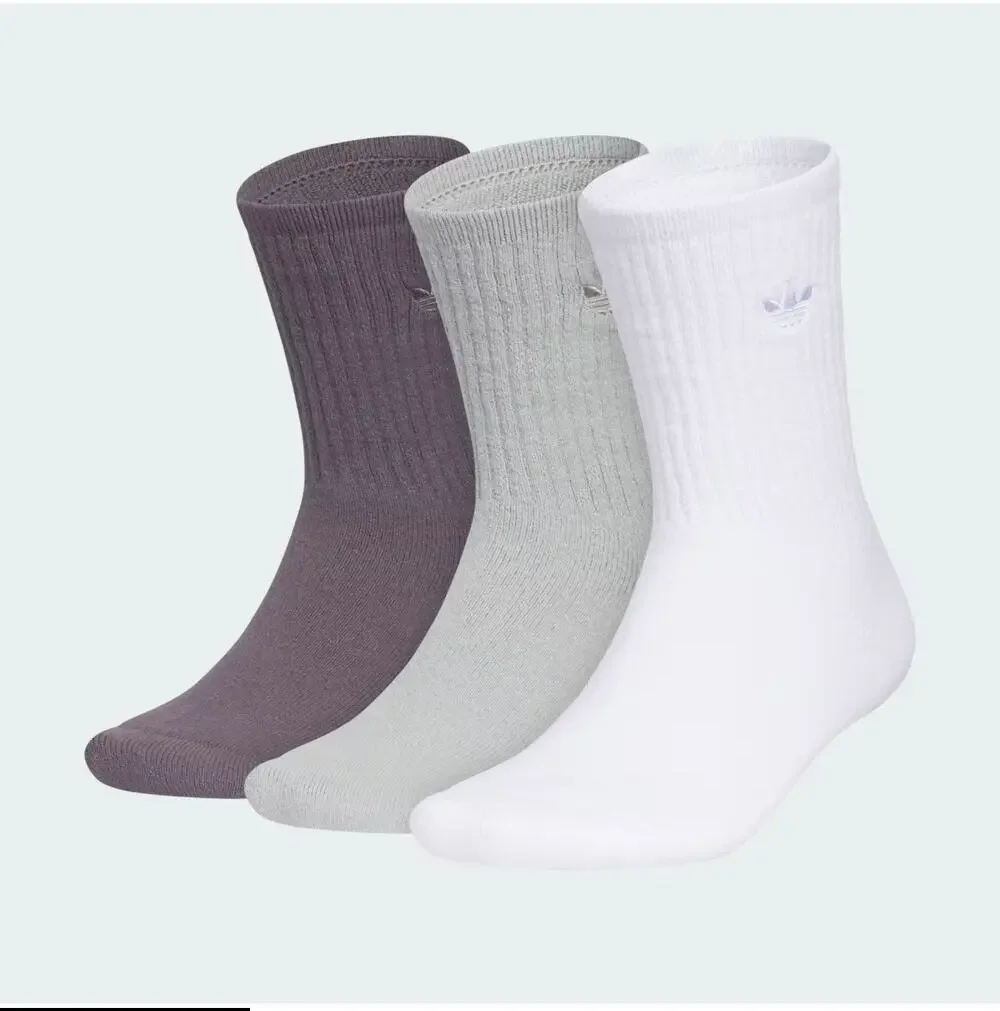 NWT Adidas Women’s Cushioned Crew Socks 3-Pack White Black Grey Size M 5-10